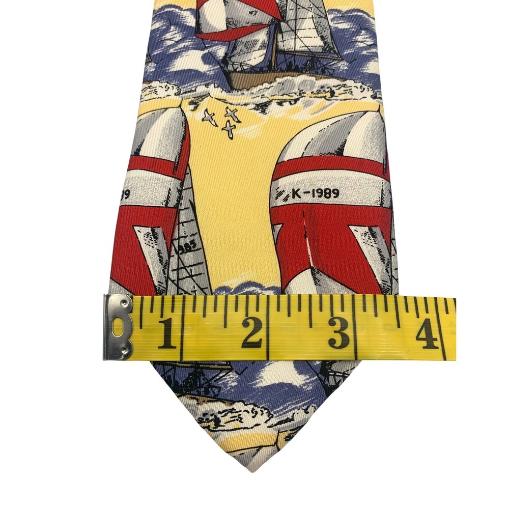 Lands'‎ End Nautical Sailboat Sailing Boating Silk Necktie Men's 57"L 3 1/2"W - Picture 6 of 6